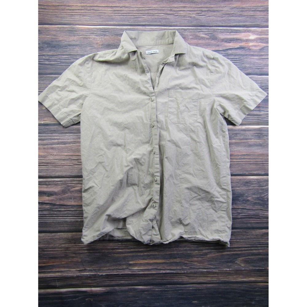 Tomas Maier Womens Size 4 Beige Button Up Short Sleeve Shirt Preowned